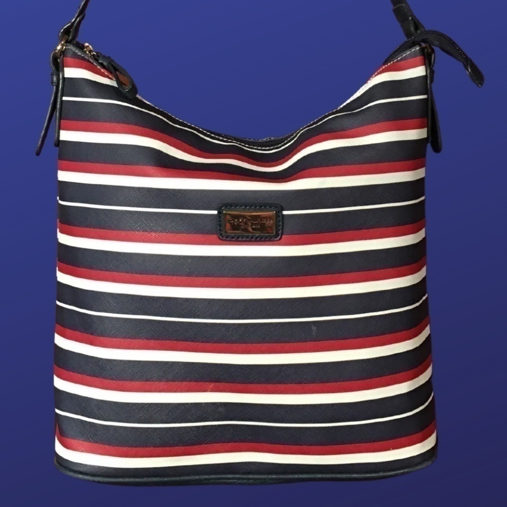 Tommy HILFIGER 100% Imitation Leather Tote, Large, Red/White/Blue Striped, NWOT